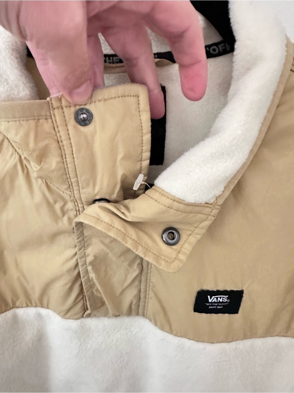 Vans S Mammoth Borg taupe snap neck Velcro pouch unisex fleece skater casual - Picture 7 of 15